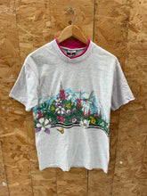 Vintage Gray Floral Hummingbird Single Stitch T-Shirt Size M by Signal Sports